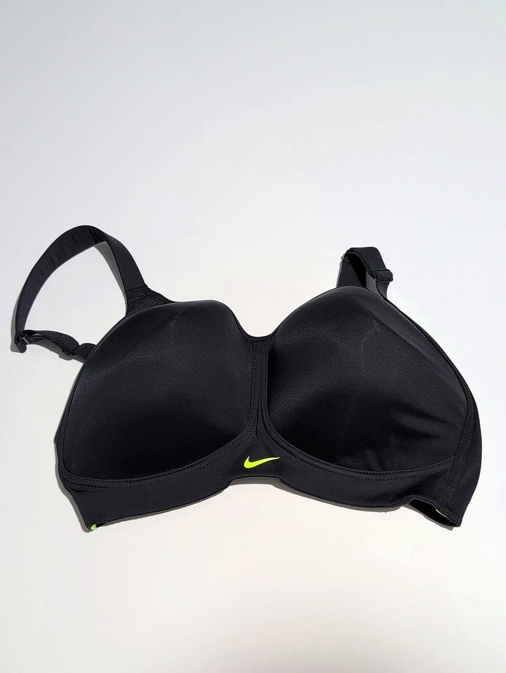 Nike High Support Padded Sports Bra Black Volt Yellow S